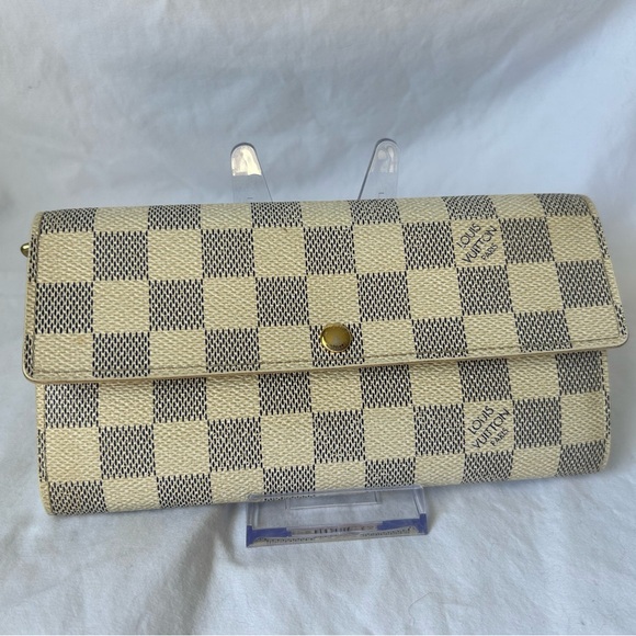Auth Louis Vuitton Damier Azur Portefeuille Sarah long wallet in box - Picture 2 of 16